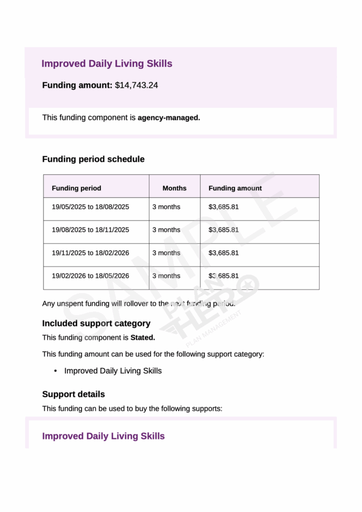 NDIS PACE Plan-Funding componen